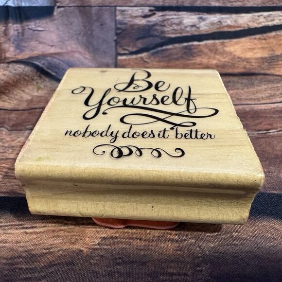 "Be Yourself nobody does it better" Wooden Rubber Stamp Craft Tool Mounted Cards - Picture 5 of 9